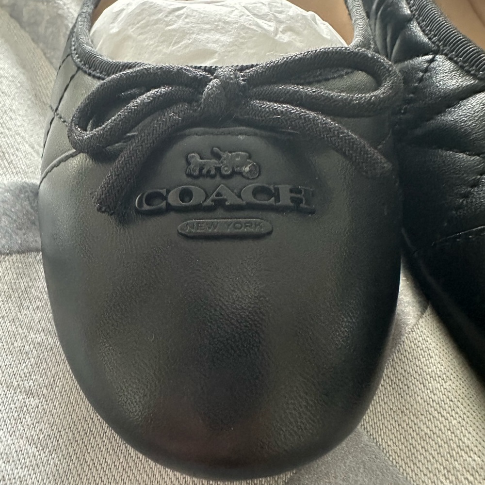 Coach Women's Black Leather Loafers - Picture 7 of 8